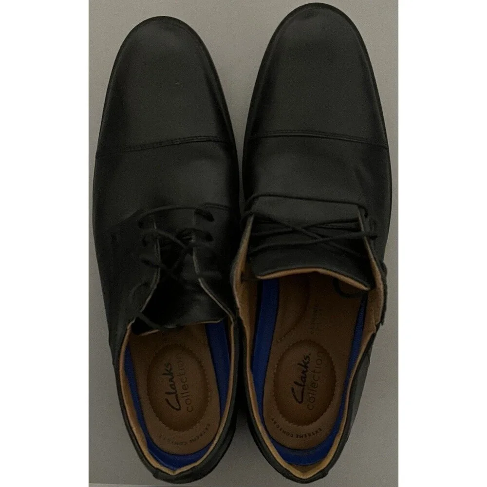 Clarks Men's Whiddon Cap Leather Oxfords black, classic cap-toe Size 11.5